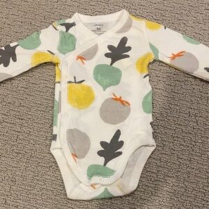 Carter's White Bodysuit with Yellow & Green Accents on a Vegetable Pattern